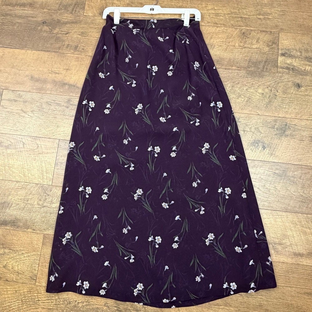 NWT Vintage 90s South Moon Under Maxi‎ Skirt Purple Floral Quickreflex Size 8